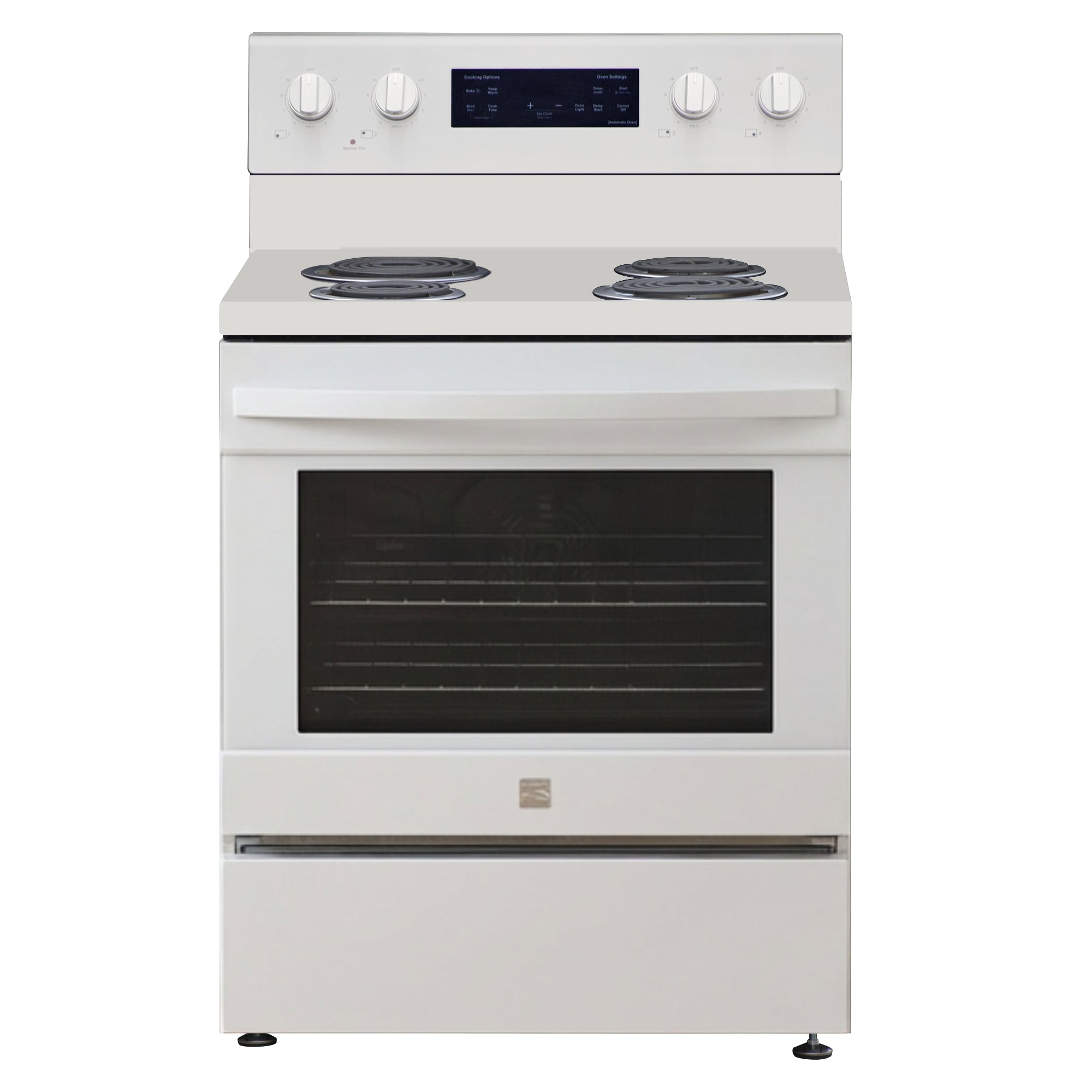 Kenmore coil top electric range, closed, on a white background