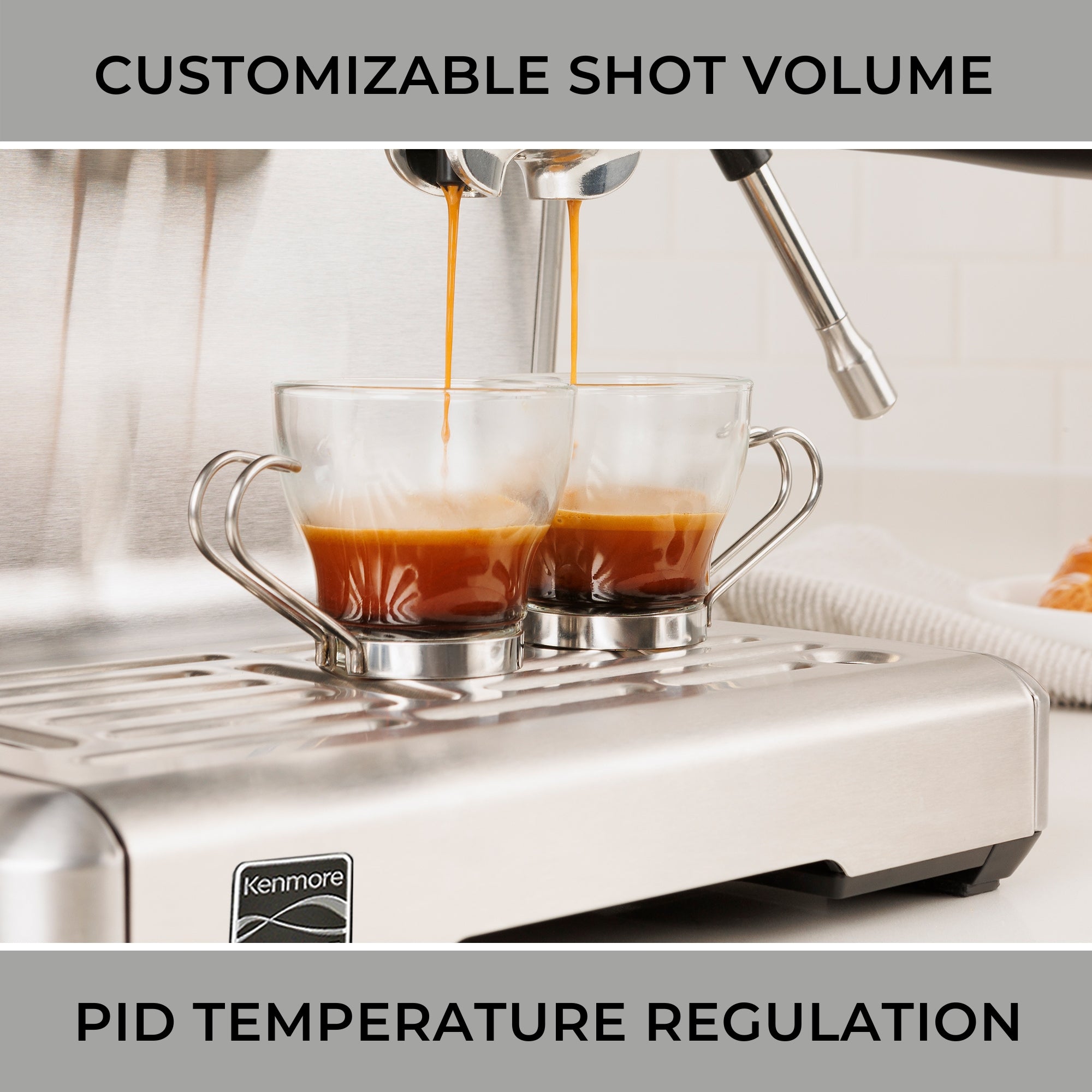 Kenmore Elite Auto-Tamp Espresso Machine With Grinder & Frother Semi-Automatic 15 Bar Italian Pump