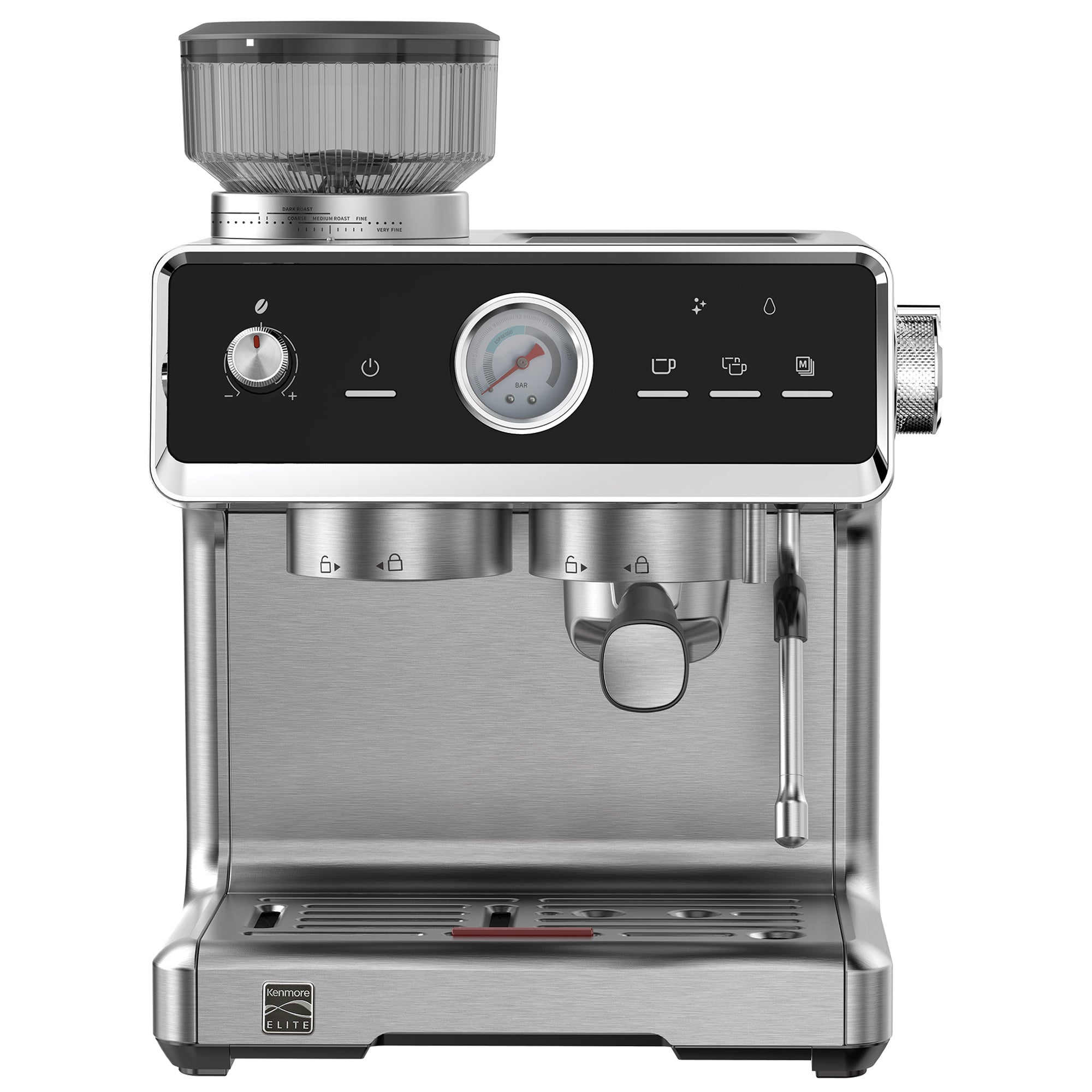 Kenmore Elite Auto-Tamp Espresso Machine With Grinder & Frother Semi-Automatic 15 Bar Italian Pump