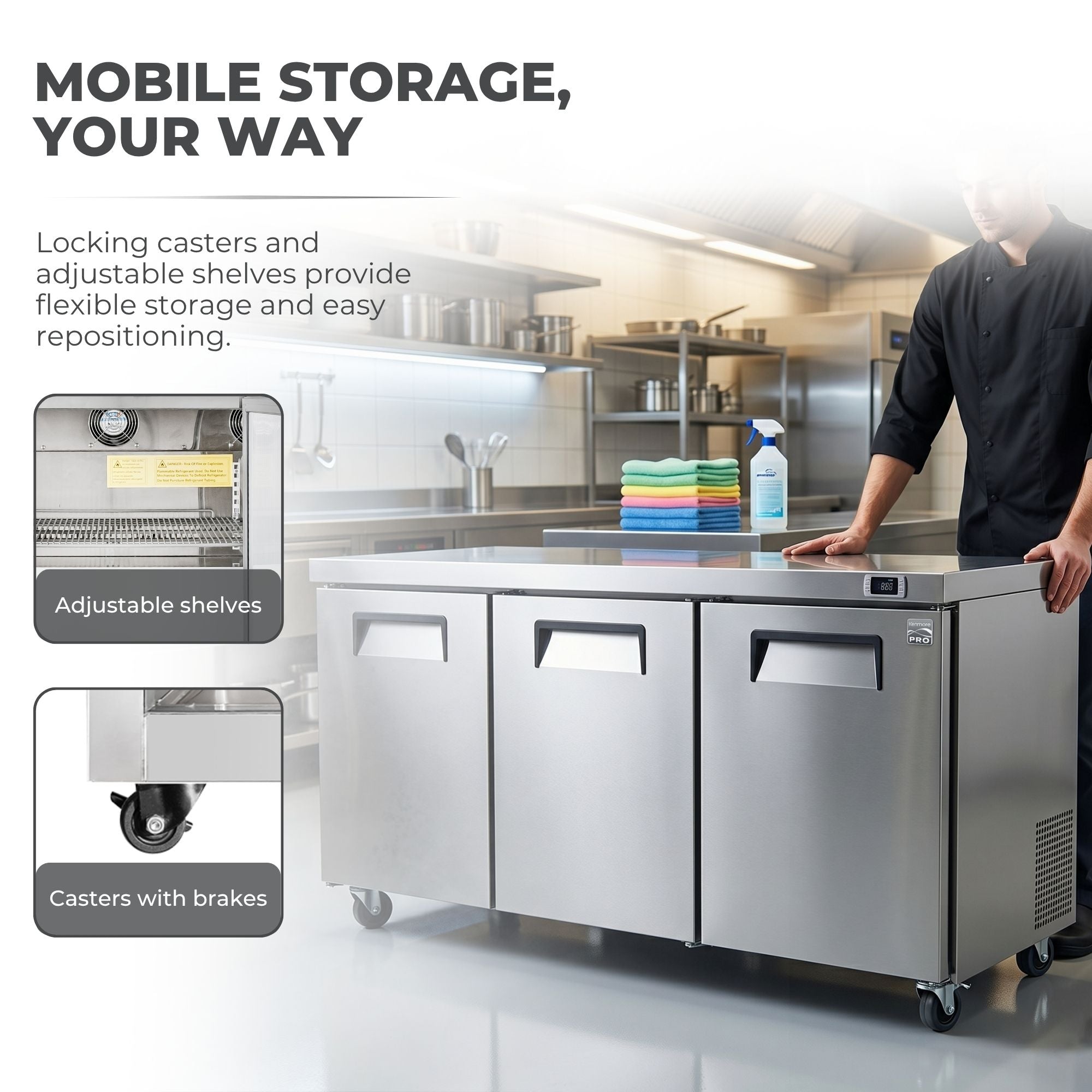 Kenmore PRO 12.6 cu.ft. Stainless Steel Undercounter Commercial Freezer/Refrigerator