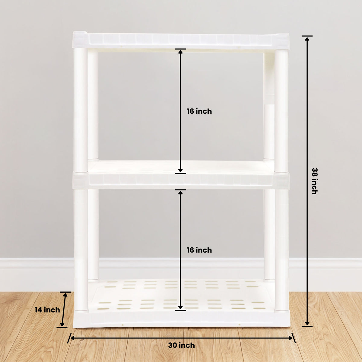 Oskar 3-Tier Plastic Shelving Unit, White