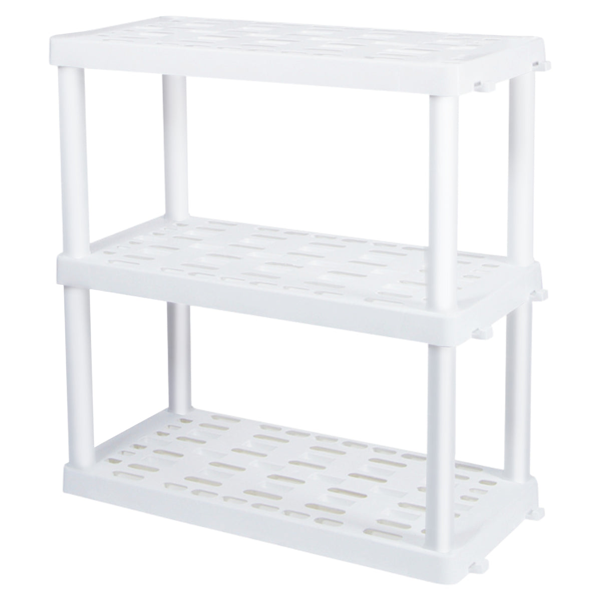 Oskar 3-Tier Interlocking Plastic Storage Shelves, 36 x 18 x 38 in, White