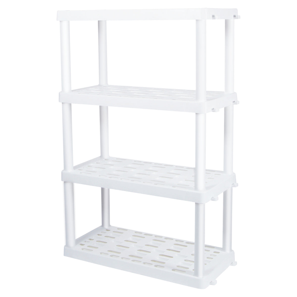 Oskar 4-Tier Interlocking Plastic Shelving Unit, White
