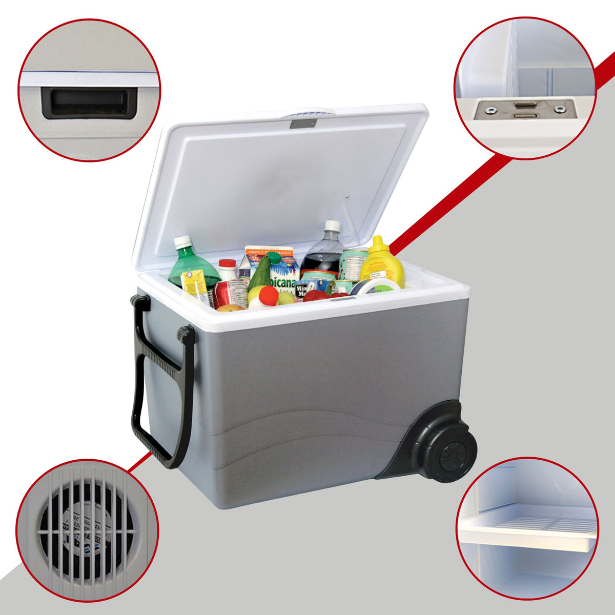 Koolatron 12V Wheeled Electric Cooler/Warmer, 34L (36 qt) Thermoelectric Rolling Car Fridge, Gray