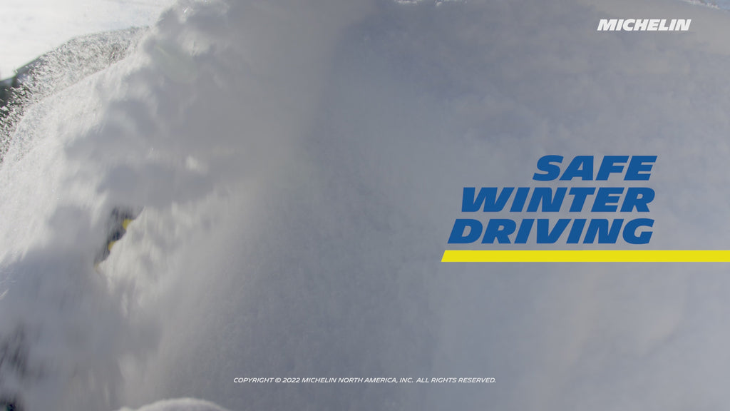Video shows snow brush being used to clear a thick layer of snow off a red SUV. Text overlay reads, "Safe winter driving begins with visibility"